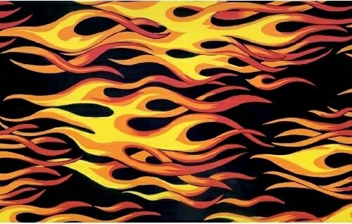 Hot Rod Flame Flames Biker Motorcycles Fleece Fabric Print by the Yard A227.05 - Picture 1 of 2