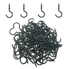 100 Pieces 1 inch Ceiling Hooks, Black Zinc Plated Metal Screw-in Cup Hooks