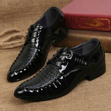 Men's Crocodile Dress Leather Shoes Wedding Party Shoes Mens Flats Plus Size Men
