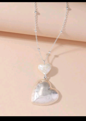 NECKLACE-HEART SHAPED PEARL DECOR ZINC ALLOY 