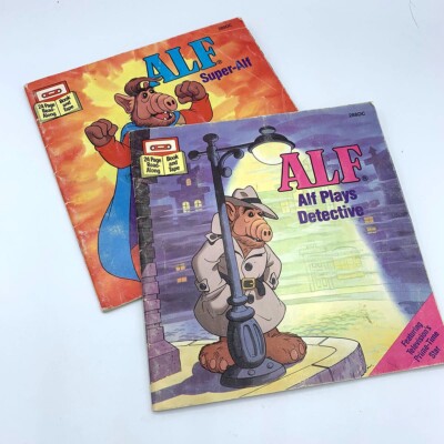 2 Alf Books - Vintage 1987 Read Along (NO TAPE) Super Alf and Alf Detective