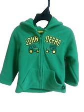 JOHN DEERE Boy or Girls Month ZIP-UP HOODIE SWEATSHIRT Green Fleece 2T