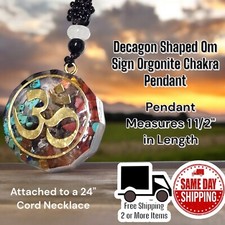 Orgonite Natural Crystal Pendant Chakra Healing Om Sign Talisman Necklace
