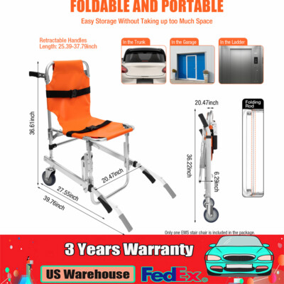 Stair Chair Medical Emergency Evacuation 2-wheel Lift Wheelchair 3505LBS