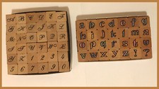 Alphabet Letters / Numbers: Rubber Stamps 3/4" Wood TWO SETS 36 and 28 pc 2003