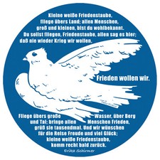 Friedenstaube DDR Aufkleber "kleine wei&szlig;e Friedenstaube" Text E. Schirmer 9,5 cm