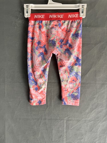 GIRLS LARGE NIKE ORANGE TIE DYE CROPPED LEGGINGS ACTIVE PANTS - Picture 5 of 6