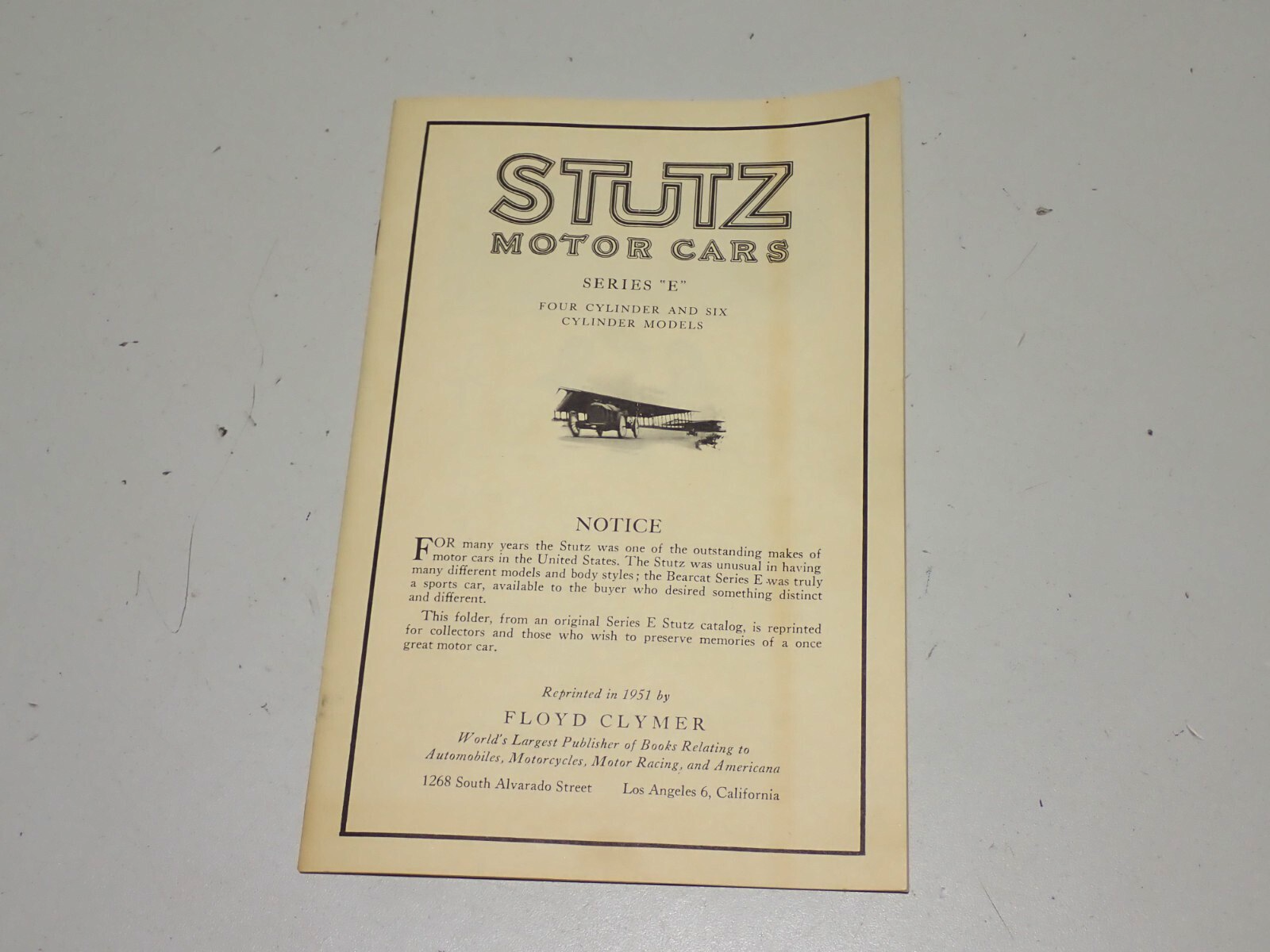 EARLY STUTZ MOTOR CAR AUTO BROCHURE SALES PAMPHLET