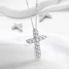 0.5ct Cross Religious Necklace Diamond Test Pass Lab-Created VVS1/D/Excellent