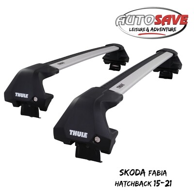 THULE - WingBar Edge Silver Alu Roof Bar Set for Skoda Fabia Hatchback (2015-21)