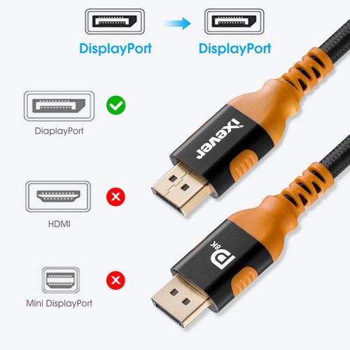 8K DP DisplayPort 1.4 Cable 6 Ft UHD 4K@144Hz,HBR3,HDR10, 32.4 Gb for PC Monitor - Picture 3 of 7