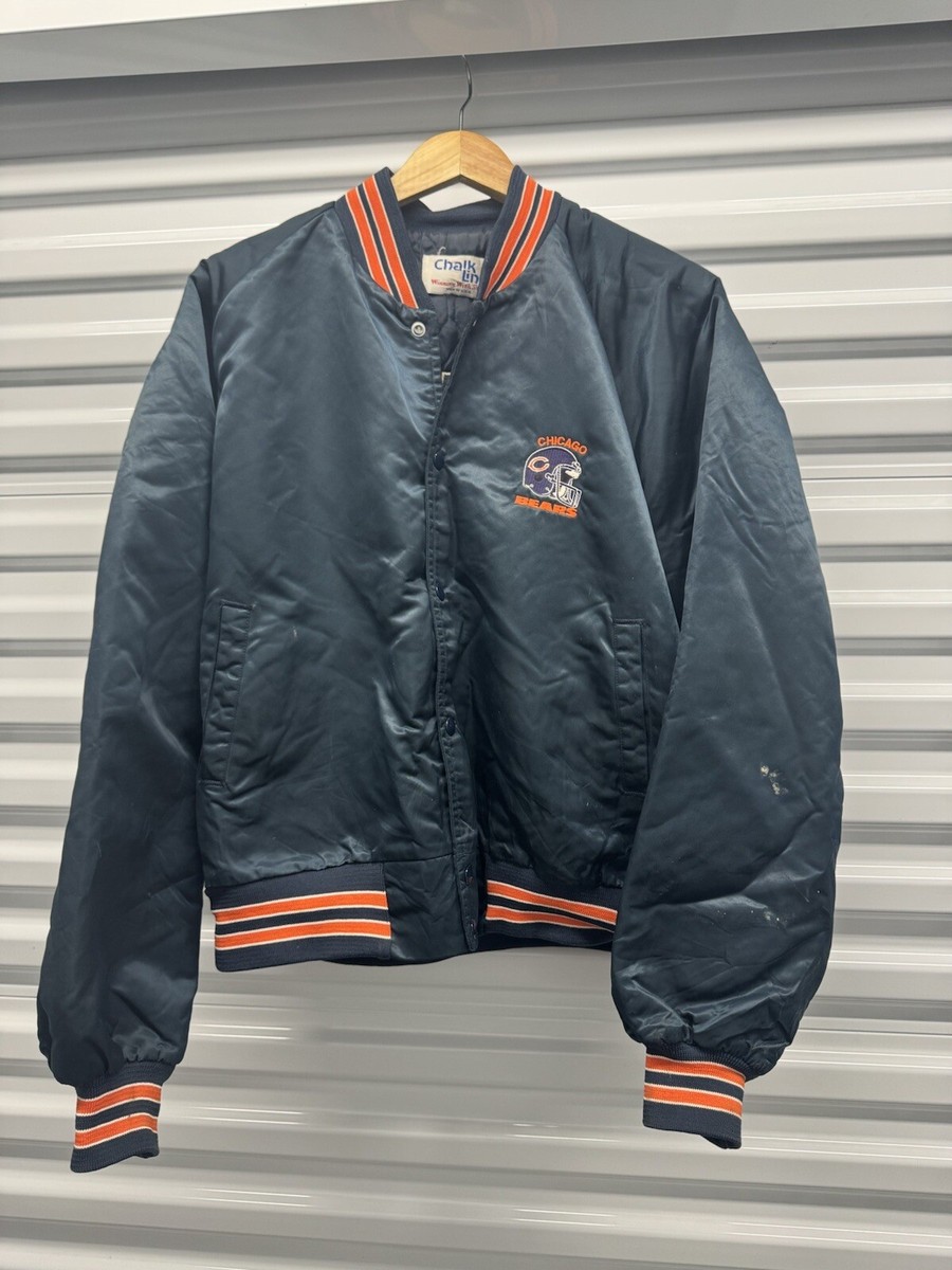 VINTAGE 80's Chicago Bears CHALK LINE Satin Embroidered Bomber