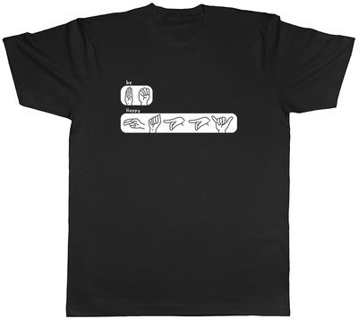 Herren-T-Shirt Gebärdensprache Be Happy Handzeichen Unisex Geschenk