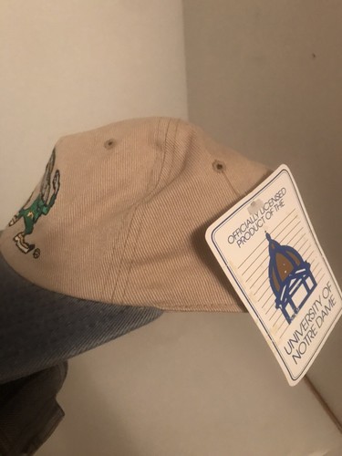 Vintage Notre Dame Fighting Irish Denim Brim Hat Cap 90s New With Tag NOS RARE - Picture 11 of 11