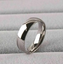 14k White Gold Plated Men's Plain Engagement Wedding Band Ring