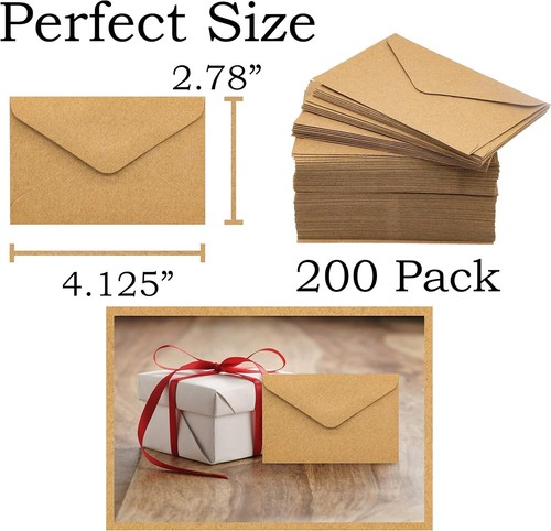 Versatile Kraft Mini Envelopes - 200 Count for Invitations, Gifts, & More! - Picture 4 of 10
