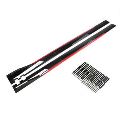 Gloss Black w/ Red Line Side Skirts Splitter Extension For Dodge Charger Hellcat