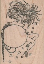 Showgirl With Ball 2 1/2 x 3 1/2" Rubber Stamp, People Stamp, Showgirl Stamp