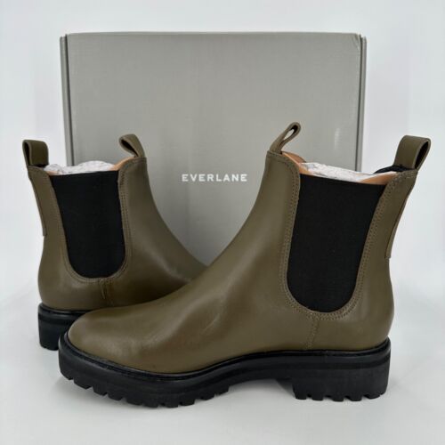 Everlane The Lug Chelsea Boot Beech Olive sz 8 Women's Leather Ankle Chunky Sole - Picture 4 of 9