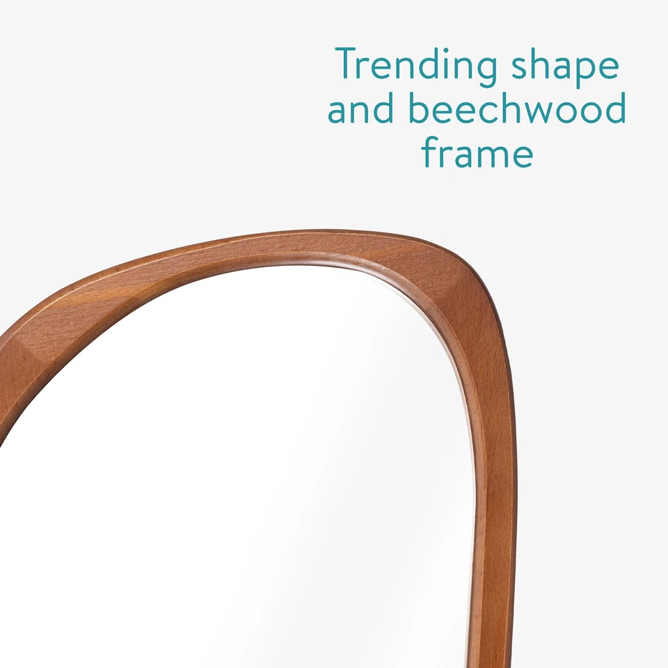 Miroir ovale 24,5x60cm cadre bois de hêtre suspension horizontale verticale - Photo 4/4