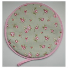 Aga Range Hob Hat Lid Mat Cover with Loop Cook Rosebuds Roses Pink Green Pad