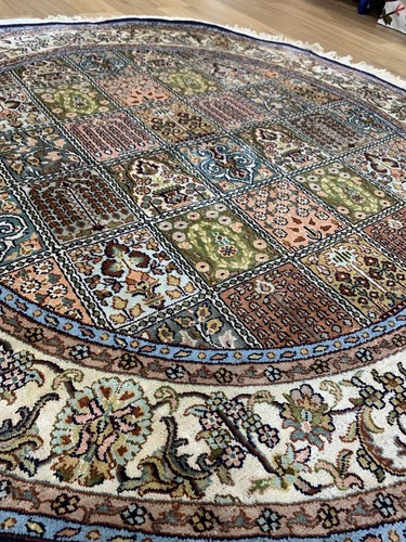 Oriental Round Persian Kashmir Handmade Knotted Silk Carpet Rug Decor 150x150 Fl - Picture 10 of 12