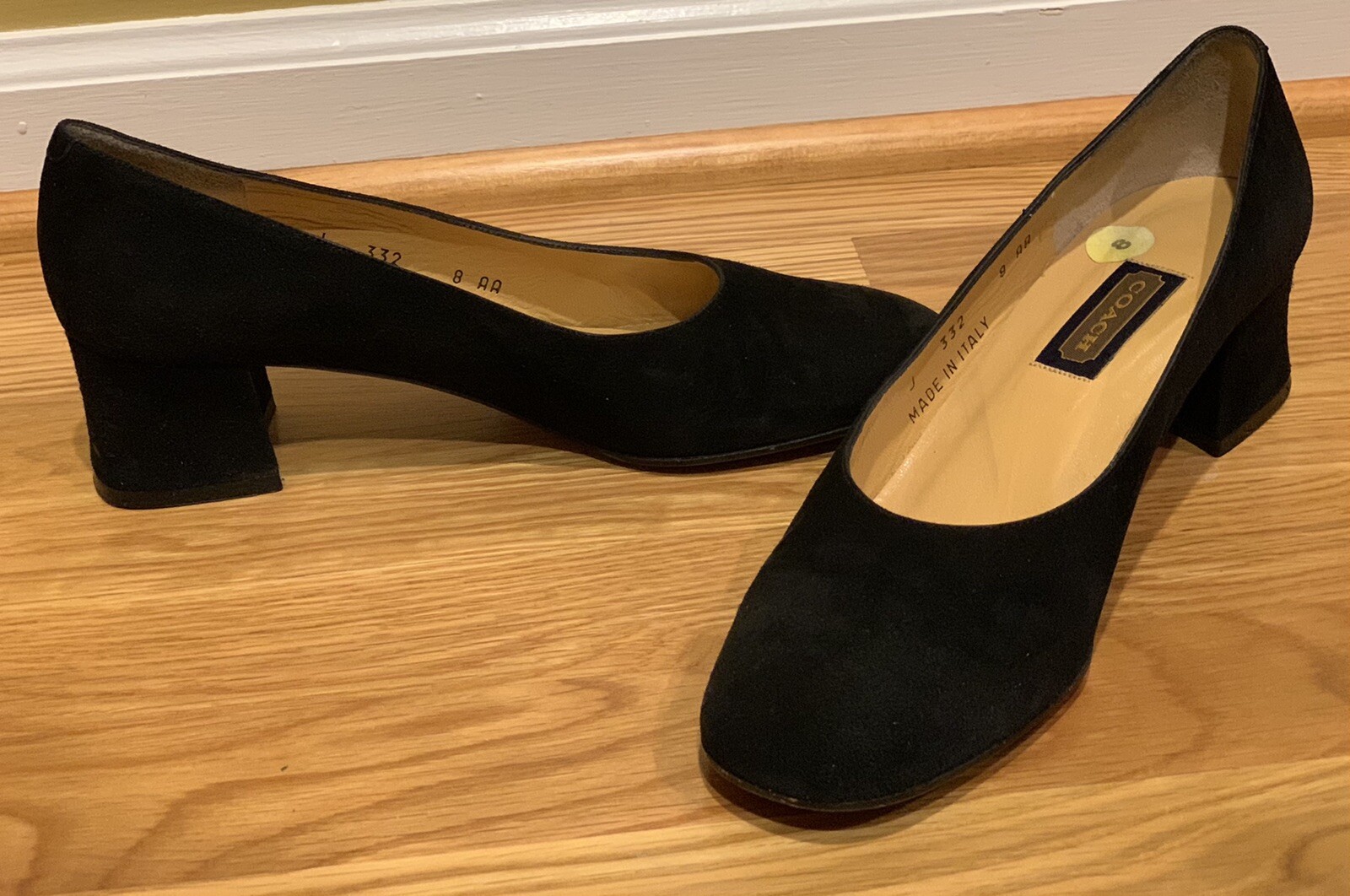 Coach Black Suede Low Heel Square Toe Pumps SlipOn S… Gem