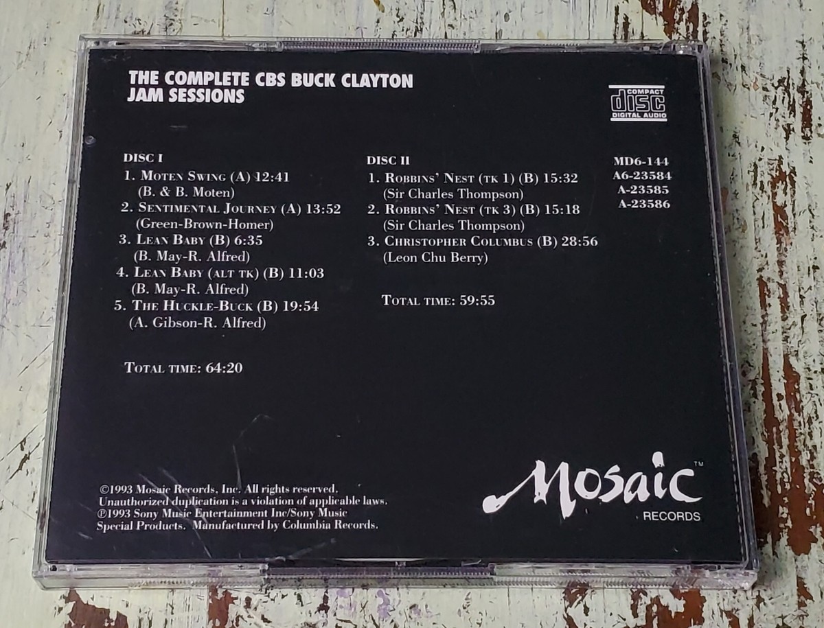 VG The Complete CBS Buck Clayton Jam Sessions Discs I-II (1993