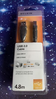 USB 2.0 Cable Kabel 4,8 m Original Belkin schwarz - neu und OVP