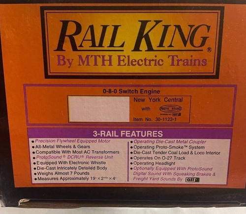 MTH=RAILKING O GAUGE NY CENTRAL 0-8-0 SWITCH ENGINE AND TENDER PROTO SOUND NIB ! - Picture 6 of 11
