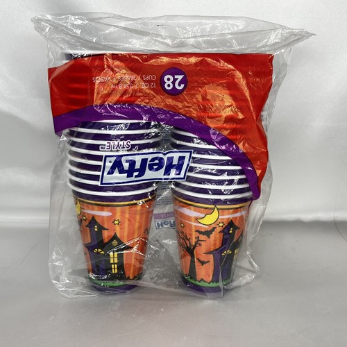 Halloween Tassen Styropor 28 kräftig neu 12 Unzen Spukhaus Bäume Neu aus altem Lagerbestand
