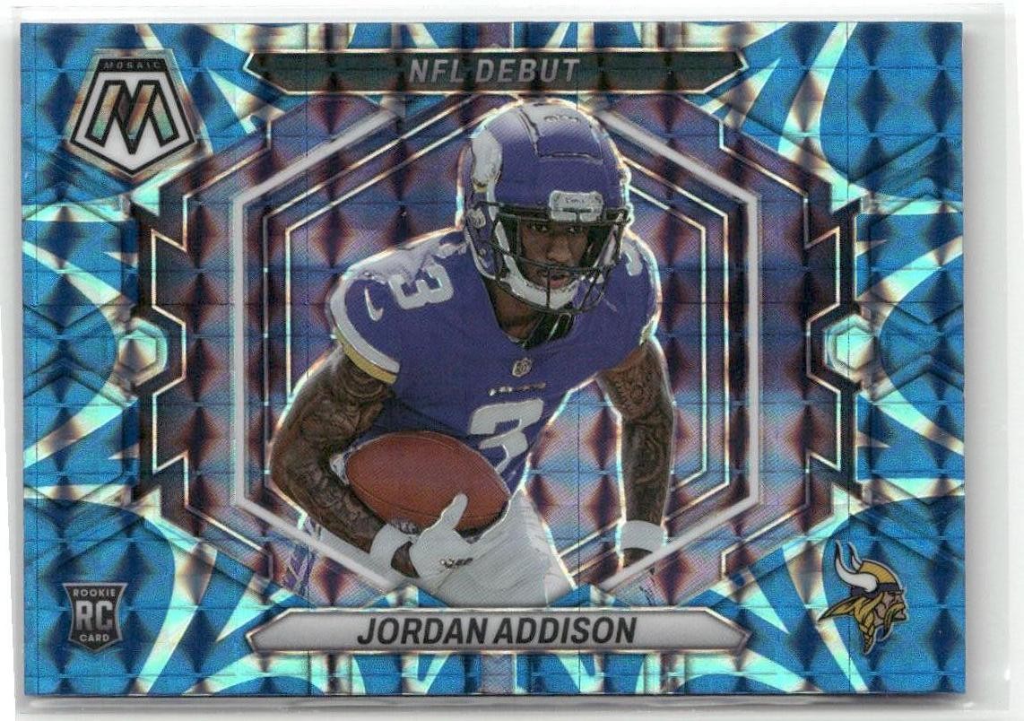 2023 Panini Mosaic #ND-14 Jordan Addison Reactive Blue Mosaic