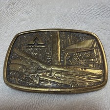 VTG Weyerhaeuser Company Old Sawmill Logging Belt Buckle Solid Brass 1983 BTS