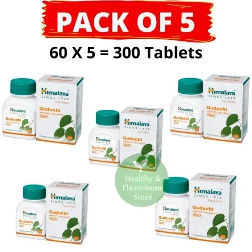 Himalaya Guduchi Compresse Confezione da 5 x 60 Tabs Ciascuna Spedizione Gratuita 2028