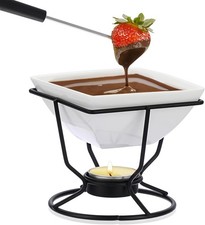 Ceramic Candle Fondue Pot Set, 200ml, 2 Forks, Removable Base