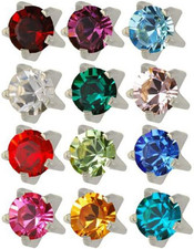 Surgical Steel 3Mm Regular Size Ear Piercing Studs in Prong Setting 12 Pair Mixe