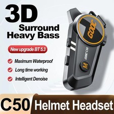 3D Surround Heavy Bass Motorcycle Helmet Headset Stereo Bluetooth Hands Free