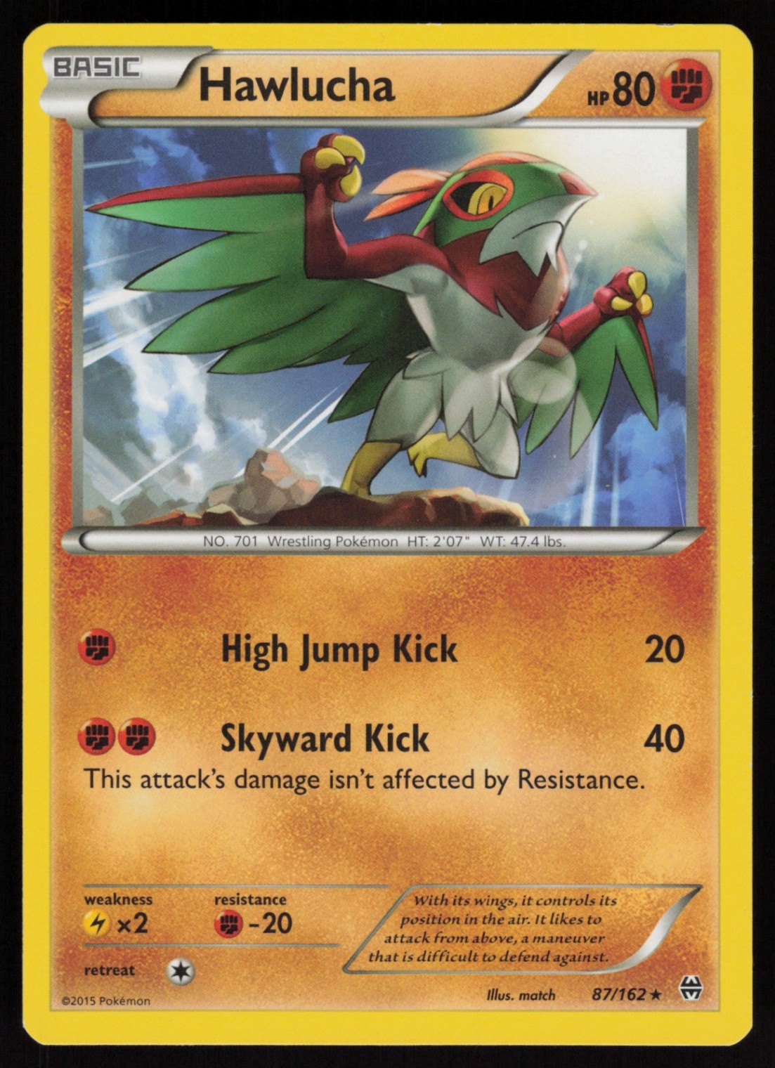 Hawlucha 87/162 XY - BREAKthrough match Art Pokemon TCG Card