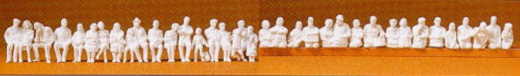 Preiser 16349 Seated Bus / Train Passengers (Pk36 Figures Unpainted) OO/HO Gauge
