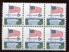 US STAMPS  SC1338 6c FLAG AND WHITE HOUSE RED STREAK IN BLUE  (947) MNH   B6