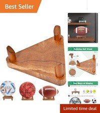Stylish Walnut Wood Ball Rack - Ideal for Basketball, Soccer, and Volleyball