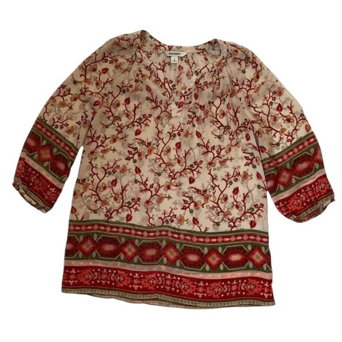 #9 Old Navy Multicolor Floral Sheer Tunic Blouse Women's Top Size Small - Picture 6 of 8