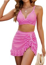 Women's High Waisted Bikini Set Tummy Control- 2 piece- Size L