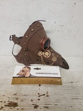 Steampunk Plague Doctor Bird Mask in Brown with Gold Gears Bronze Color Goggles