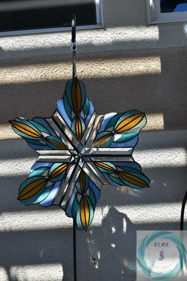 Spinner biselado, azul y ámbar Foto 3 de 4