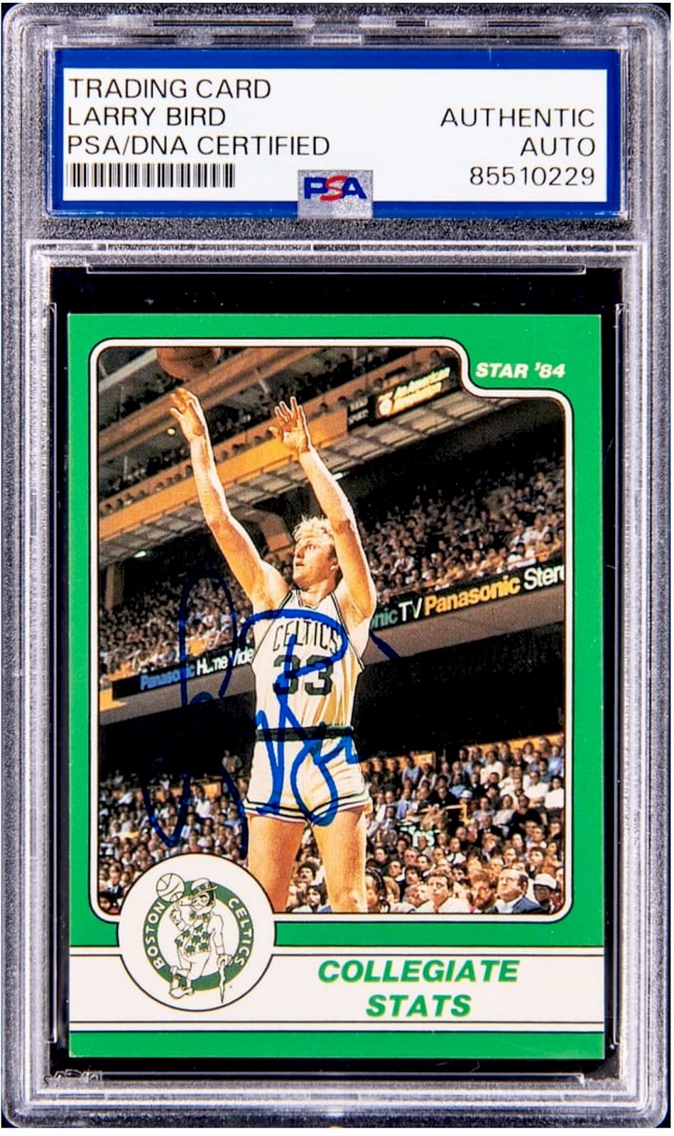 1984 Star #2 Larry Bird Signed Collegiate Stats Basketball Card PSA / DNA Auth.