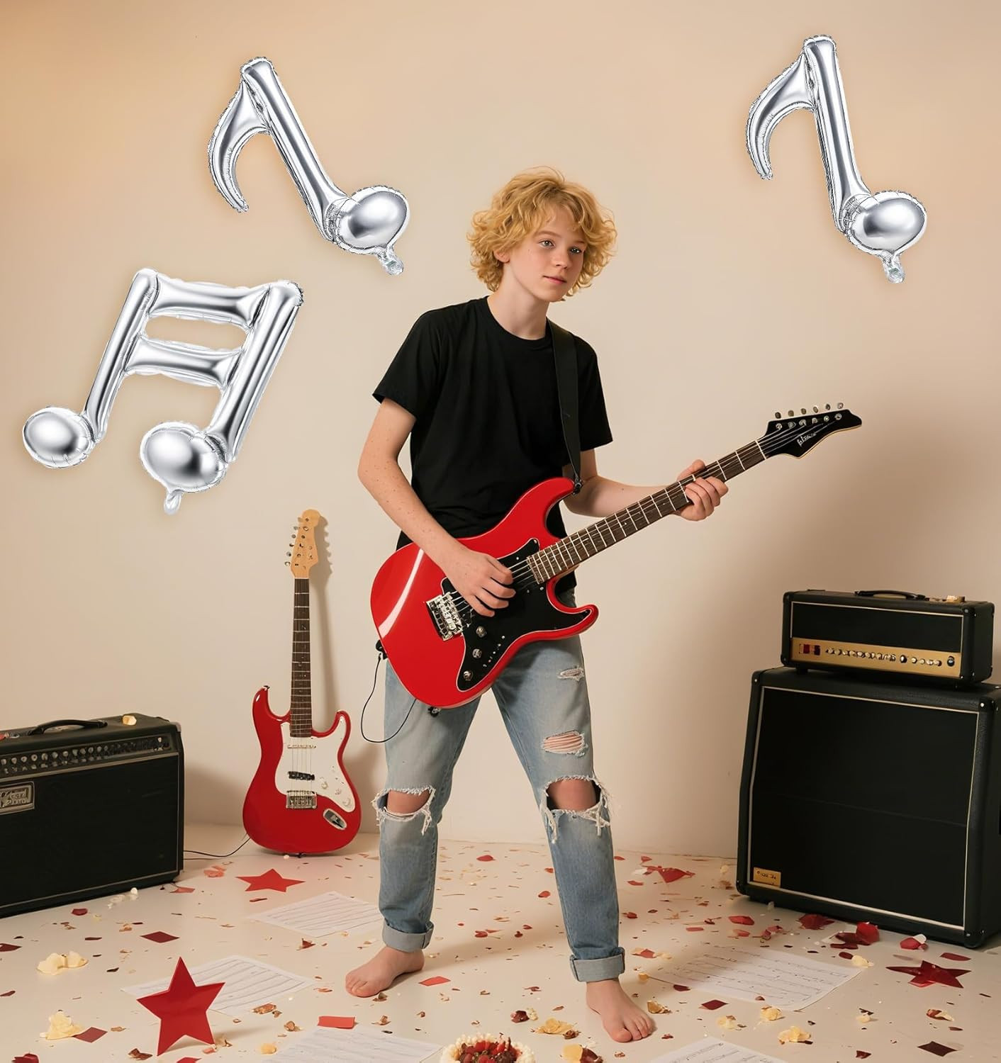 Silver Music Notes Balloons, 14Pcs Silver Aluminum Music Party Decorations for K