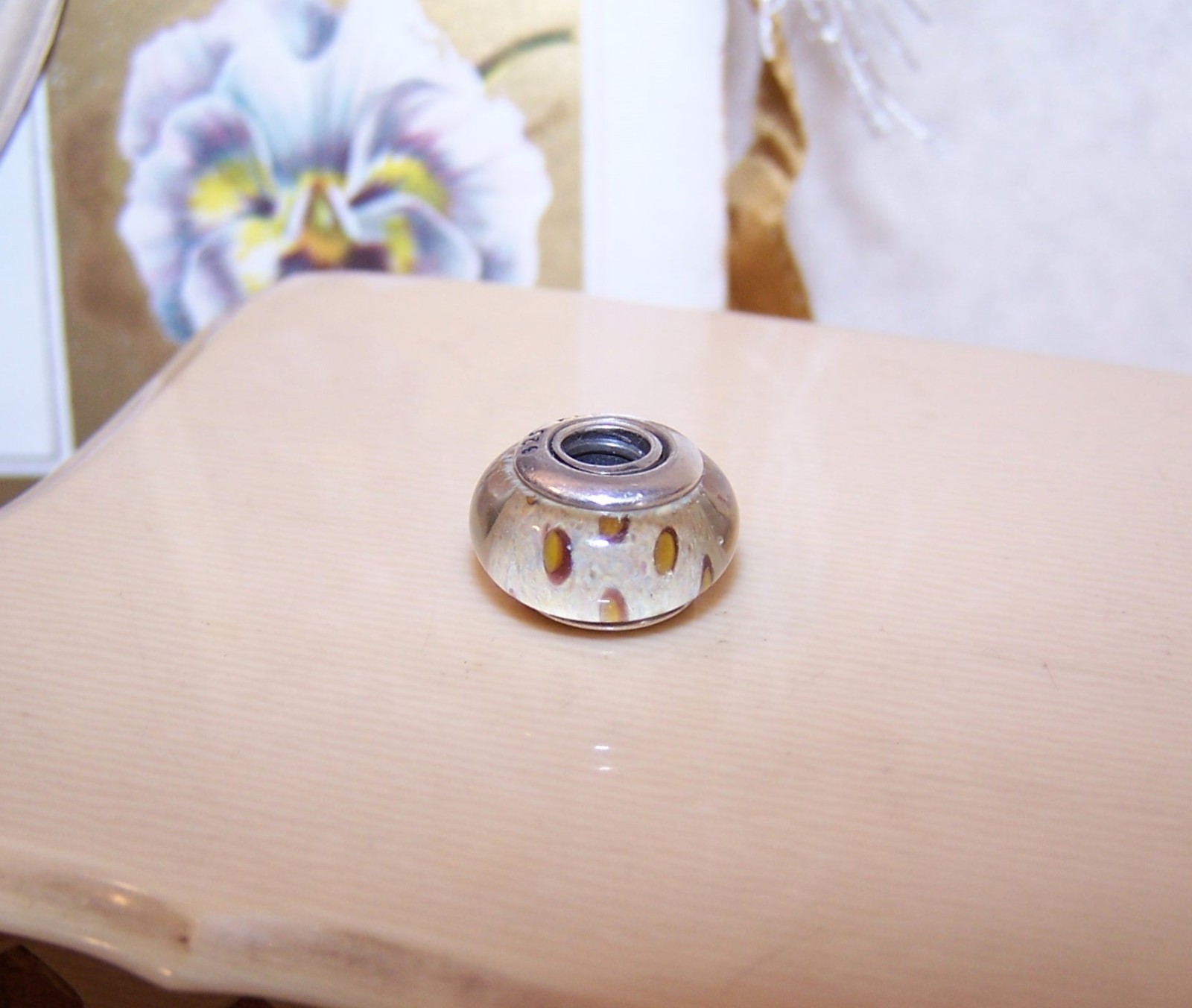 PANDORA Sterling Silver Champagne Yellow Murano Glass Charm