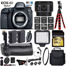 Canon EOS 6D Mark II DSLR Camera With 50mm 1.8 STM Lens Professional Battery