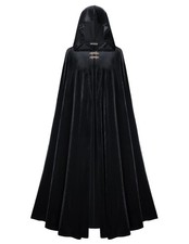 Scarlet Darkness Renaissance Velvet Hooded Cape Medieval Witch Cloak Hobbit C...